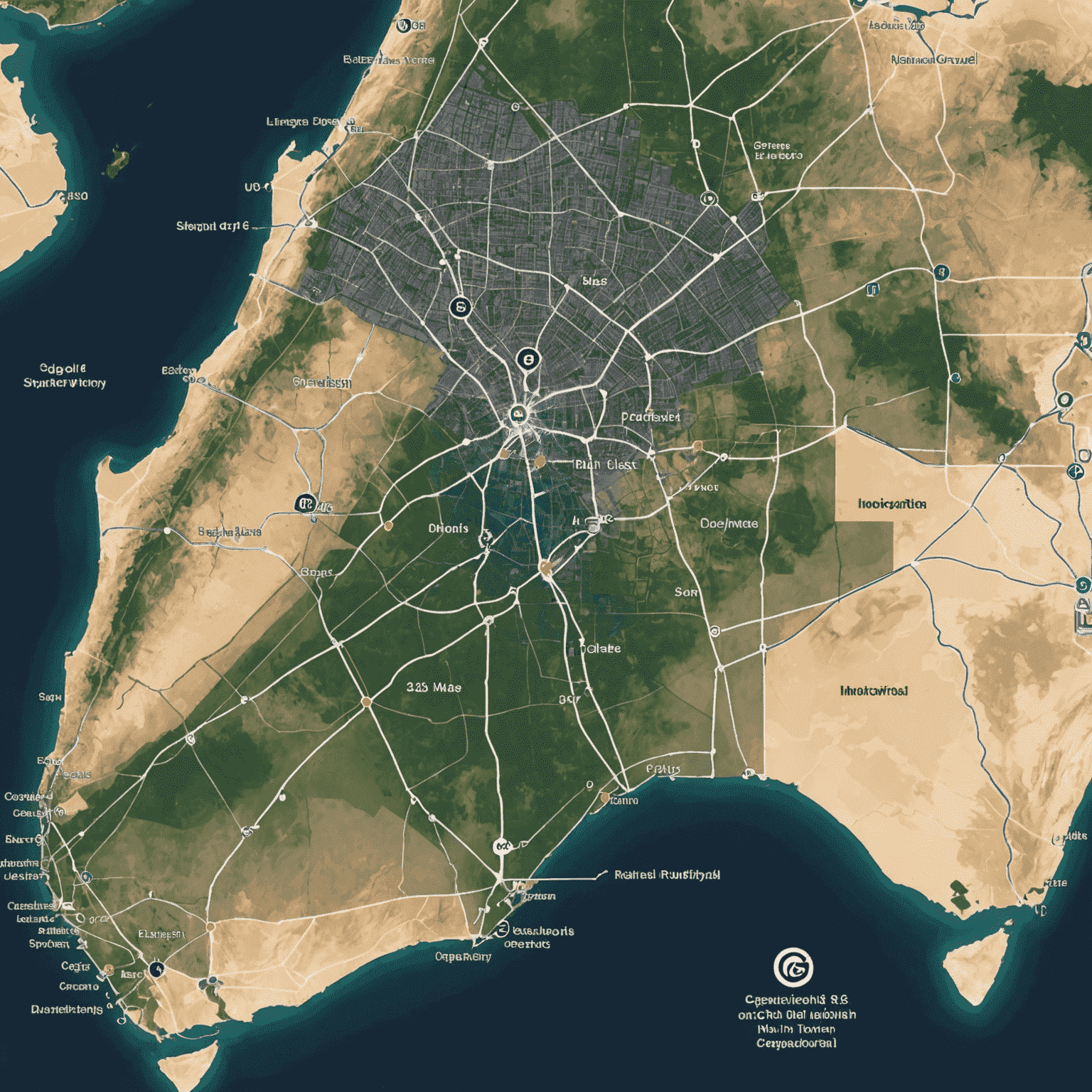 Map showing extensive 5G network coverage across major cities in the UAE, with highlighted areas indicating strong signal strength